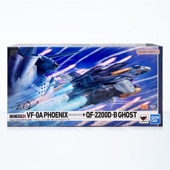 Bandai Hi-Metal R Macross Zero VF-0A Phoenix (Shin Kudo Use) + QF-2200D-B Ghost Diecast Figure